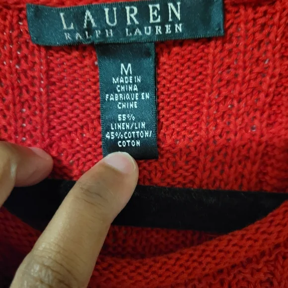 Ralph Lauren Red Cable Knit Linen Cotton Preppy Sweater Vest. Size M - Picture 5 of 6